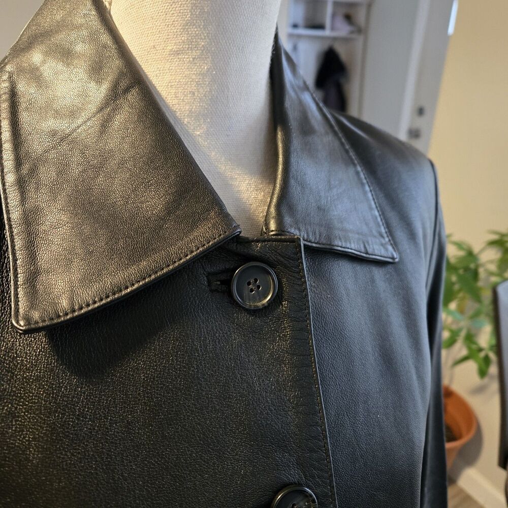 Women’s Whet Blu Black Leather Jacket Size XL motorcycle, 90s matrix style - Picture 6 of 14